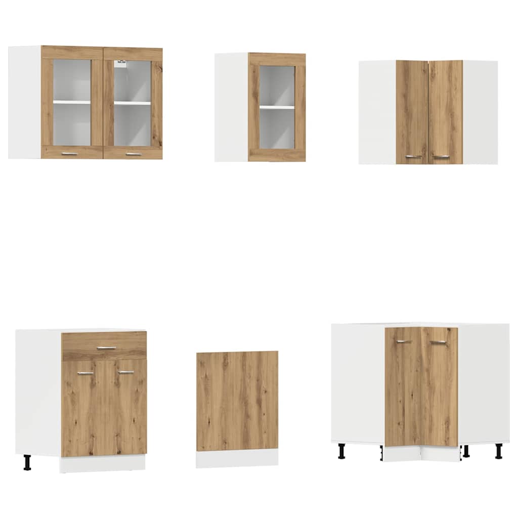 vidaXL Set dulapuri bucătărie 11 piese Artisan Stejar lemn prelucrat vidaXL Set dulapuri bucătărie 11 piese Artisan Stejar lemn prelucrat