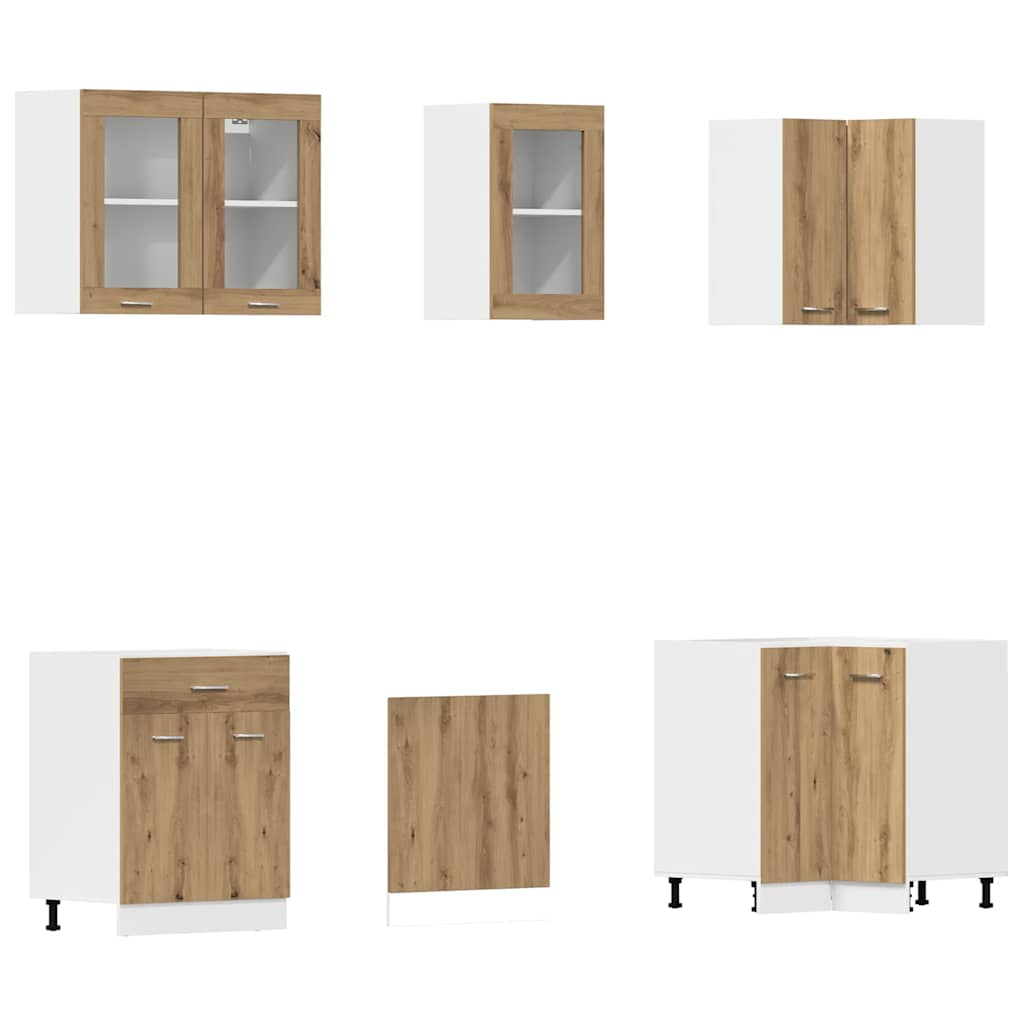 vidaXL Set dulapuri bucătărie 11 piese Artisan Stejar lemn prelucrat vidaXL Set dulapuri bucătărie 11 piese Artisan Stejar lemn prelucrat