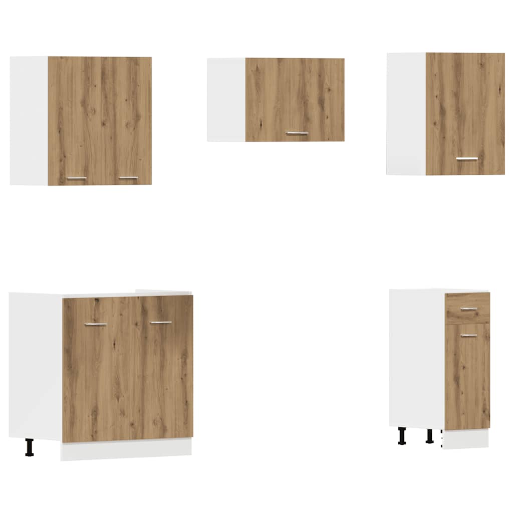 vidaXL Set dulapuri bucătărie 11 piese Artisan Stejar lemn prelucrat vidaXL Set dulapuri bucătărie 11 piese Artisan Stejar lemn prelucrat