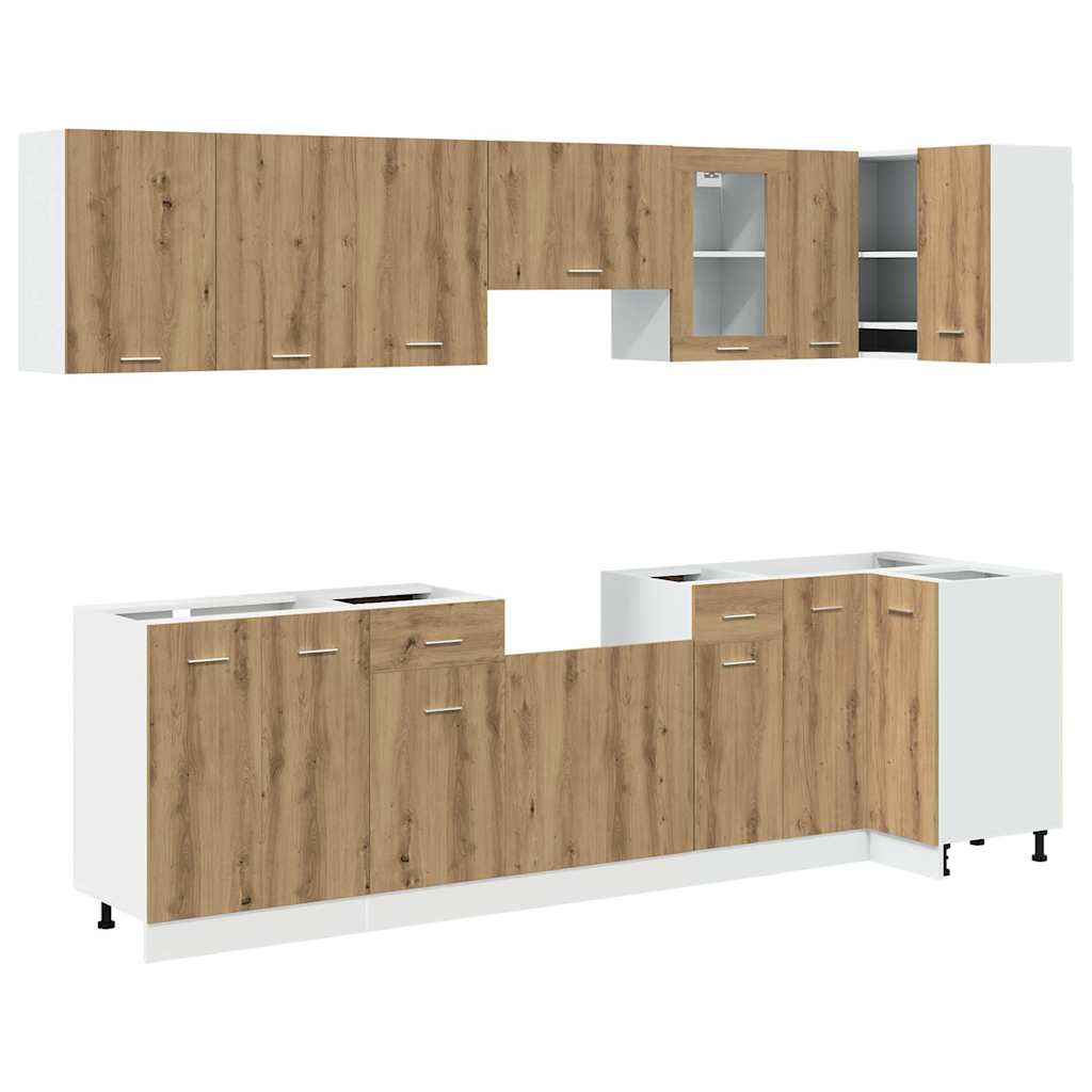vidaXL Set dulapuri bucătărie 11 piese Artisan Stejar lemn prelucrat vidaXL Set dulapuri bucătărie 11 piese Artisan Stejar lemn prelucrat