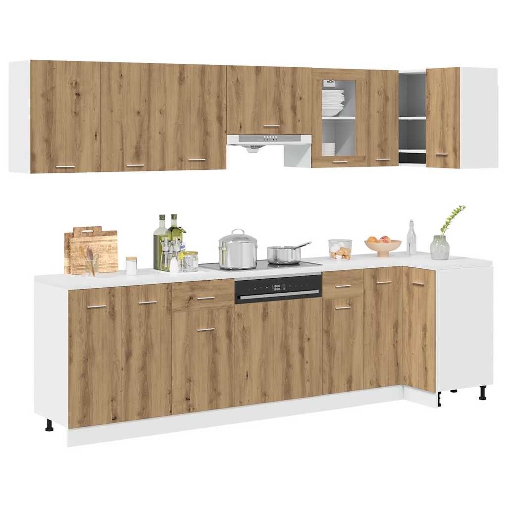vidaXL Set dulapuri bucătărie 11 piese Artisan Stejar lemn prelucrat vidaXL Set dulapuri bucătărie 11 piese Artisan Stejar lemn prelucrat