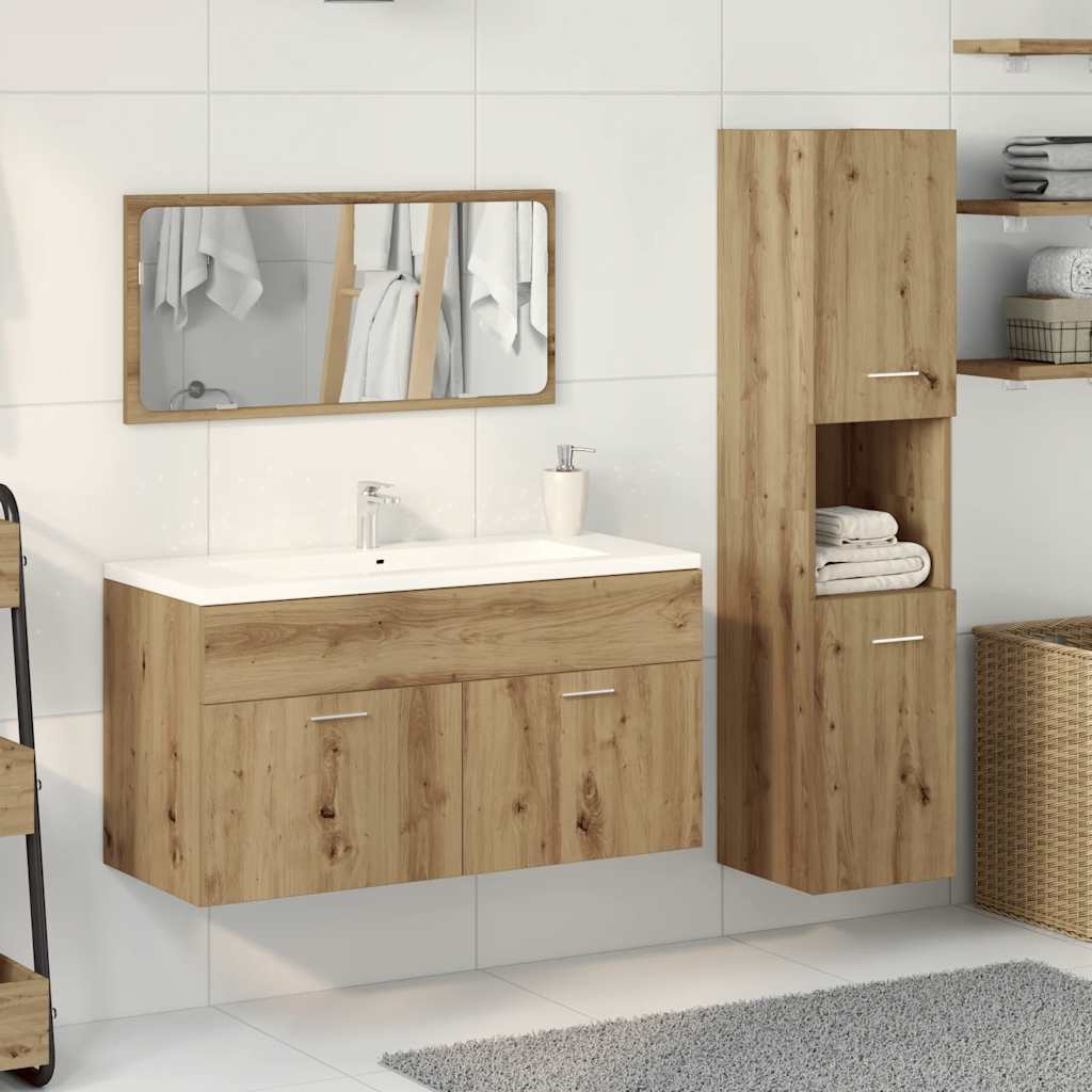 vidaXL Set mobilier de baie, 3 piese, stejar artizanal, lemn prelucrat vidaXL Set mobilier de baie, 3 piese, stejar artizanal, lemn prelucrat