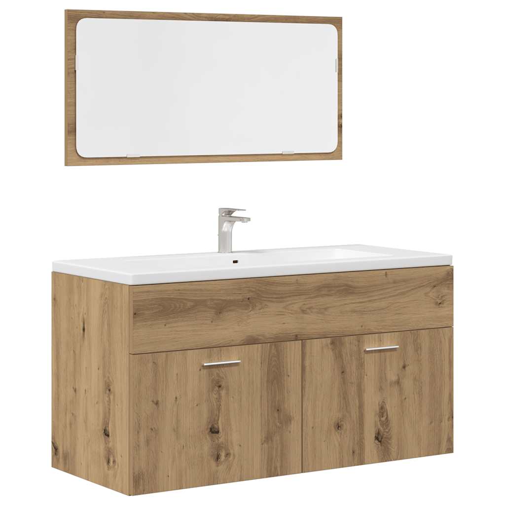 vidaXL Set mobilier de baie, 4 piese, stejar artizanal, lemn prelucrat