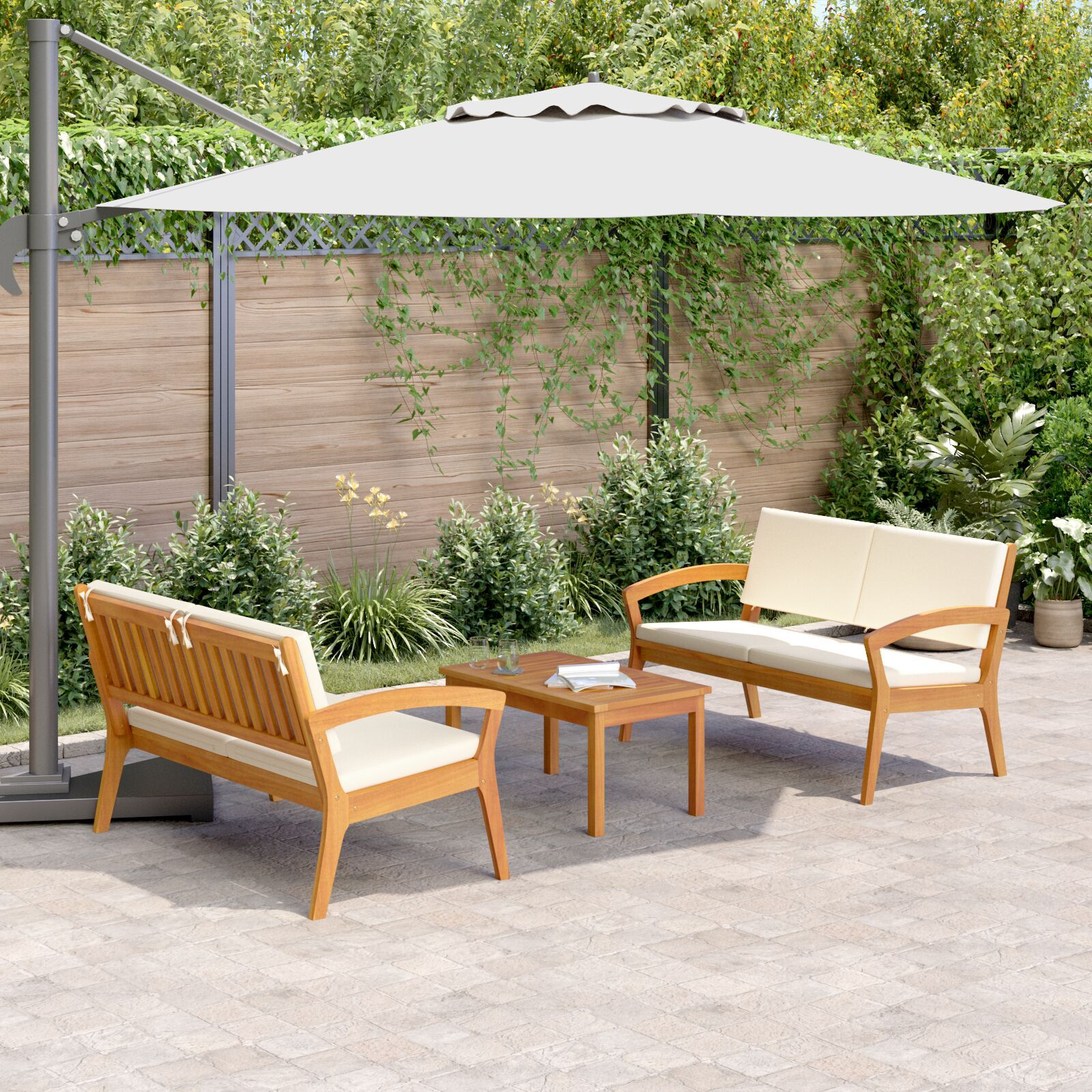 vidaXL Set bistro 3 pcs Maro 75 x 45 x 38cm Lemn masiv de acacia vidaXL Set bistro 3 pcs Maro 75 x 45 x 38cm Lemn masiv de acacia