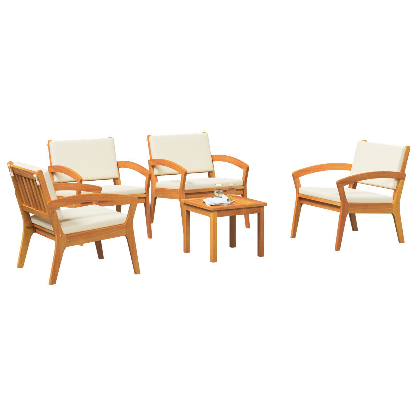 vidaXL Set bistro 5 pcs Maro 45 x 45 x 38cm Lemn masiv de acacia vidaXL Set bistro 5 pcs Maro 45 x 45 x 38cm Lemn masiv de acacia
