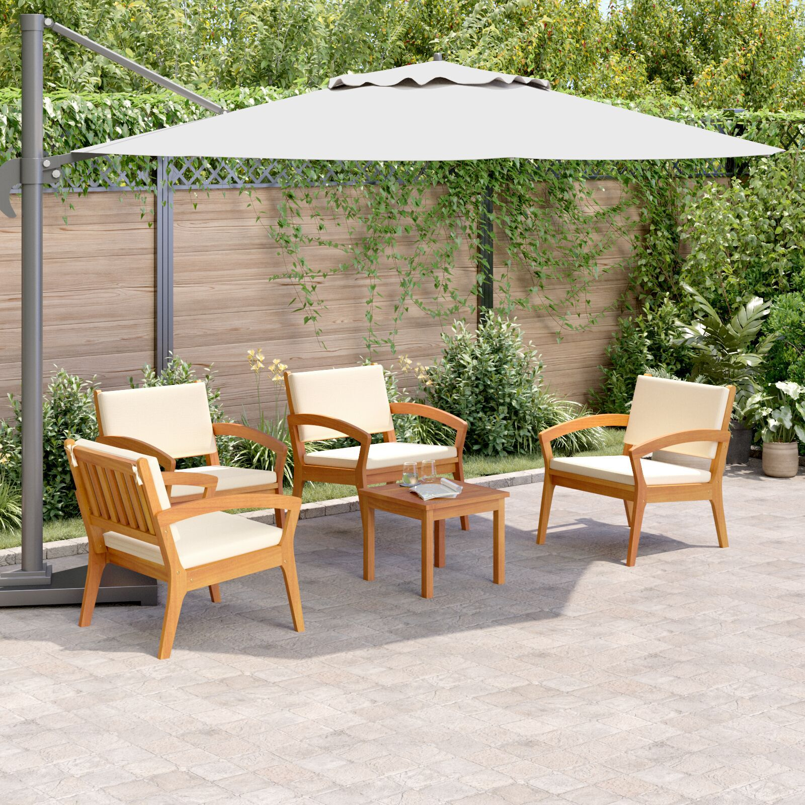 vidaXL Set bistro 5 pcs Maro 45 x 45 x 38cm Lemn masiv de acacia vidaXL Set bistro 5 pcs Maro 45 x 45 x 38cm Lemn masiv de acacia