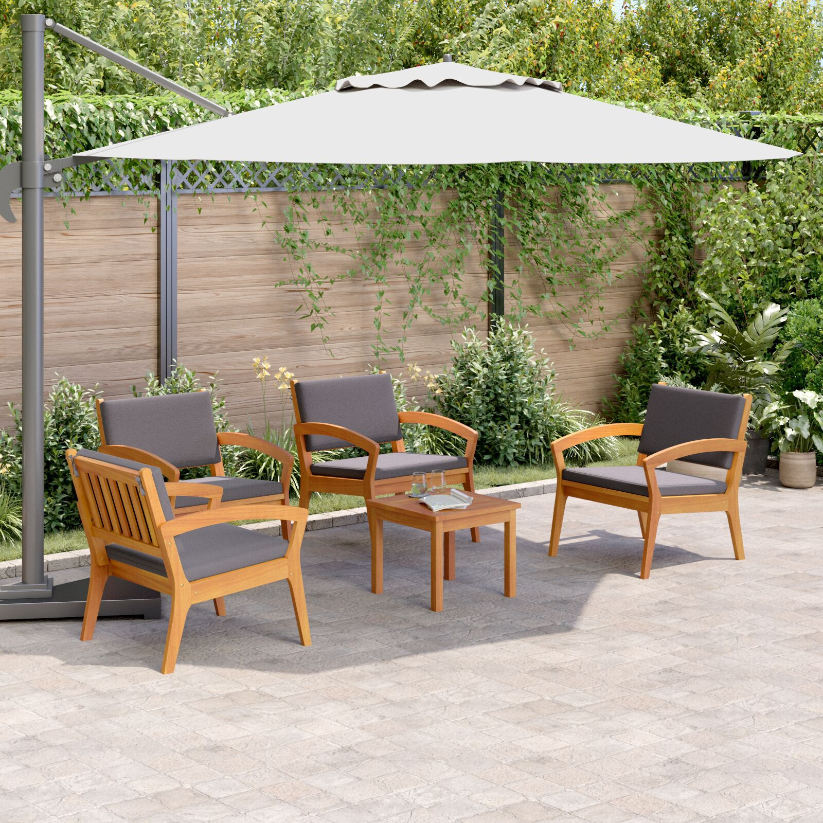 vidaXL Set bistro 5 pcs Maro 45 x 45 x 38cm Lemn masiv de acacia vidaXL Set bistro 5 pcs Maro 45 x 45 x 38cm Lemn masiv de acacia