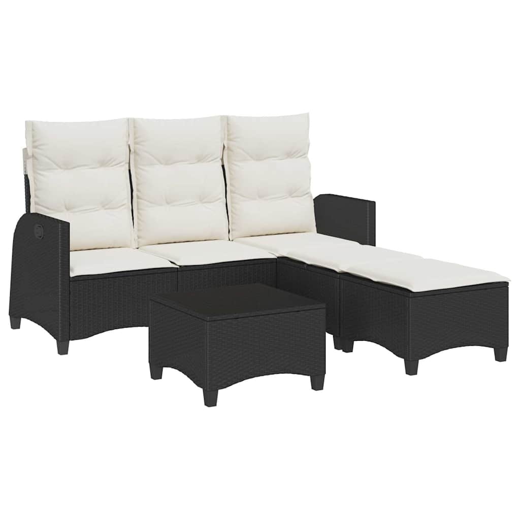 vidaXL Set canapea grădină 3 piese cu perne formă L polirattan negru vidaXL Set canapea grădină 3 piese cu perne formă L polirattan negru