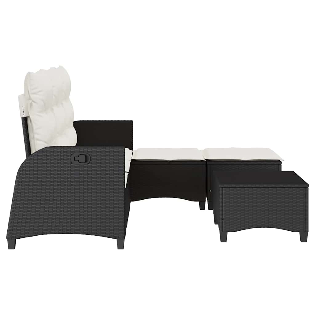 vidaXL Set canapea grădină 3 piese cu perne formă L polirattan negru vidaXL Set canapea grădină 3 piese cu perne formă L polirattan negru
