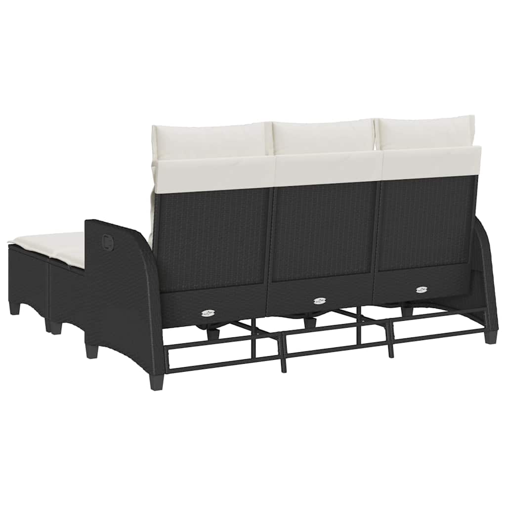 vidaXL Set canapea grădină 3 piese cu perne formă L polirattan negru vidaXL Set canapea grădină 3 piese cu perne formă L polirattan negru