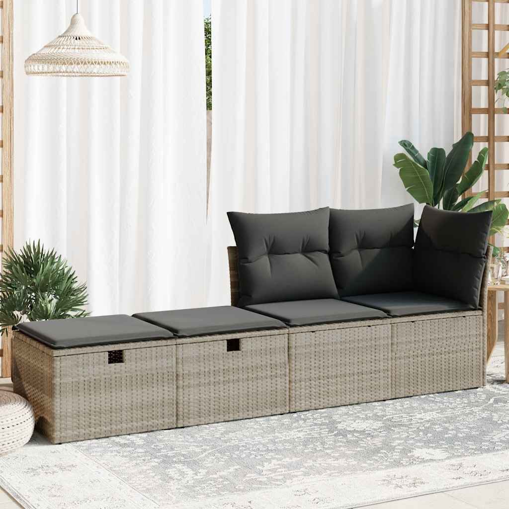 vidaXL Set canapea de grădină cu perne, 2 piese, gri deschis poliratan