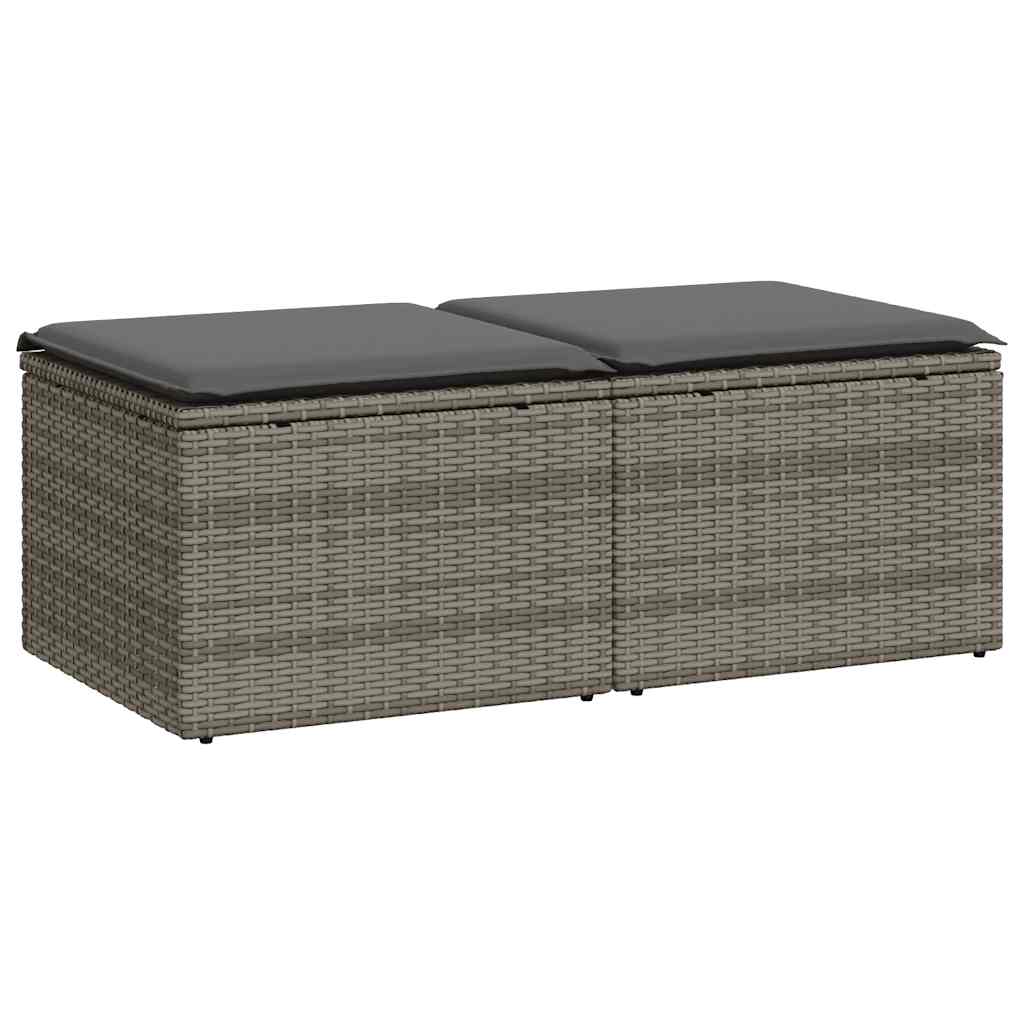 vidaXL Set mobilier grădină cu perne 2 piese gri poliratan/lemn acacia