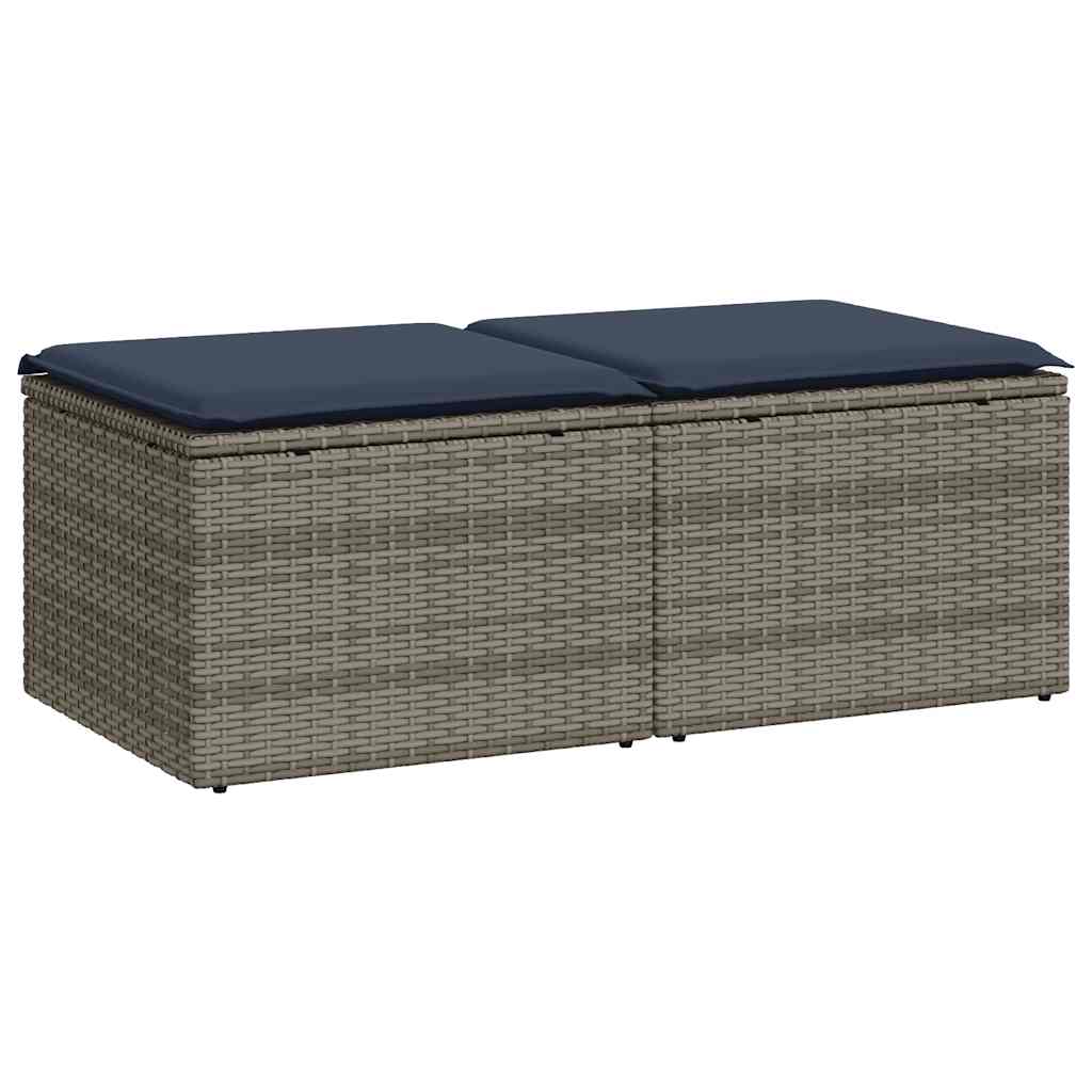 vidaXL Set mobilier grădină cu perne 2 piese gri poliratan/lemn acacia