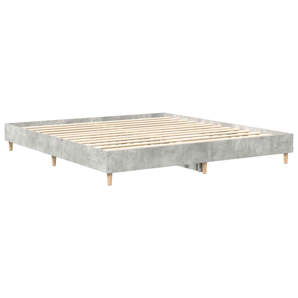 vidaXL Cadru de pat fără saltea Gri beton 200x200 cm Lemn prelucrat