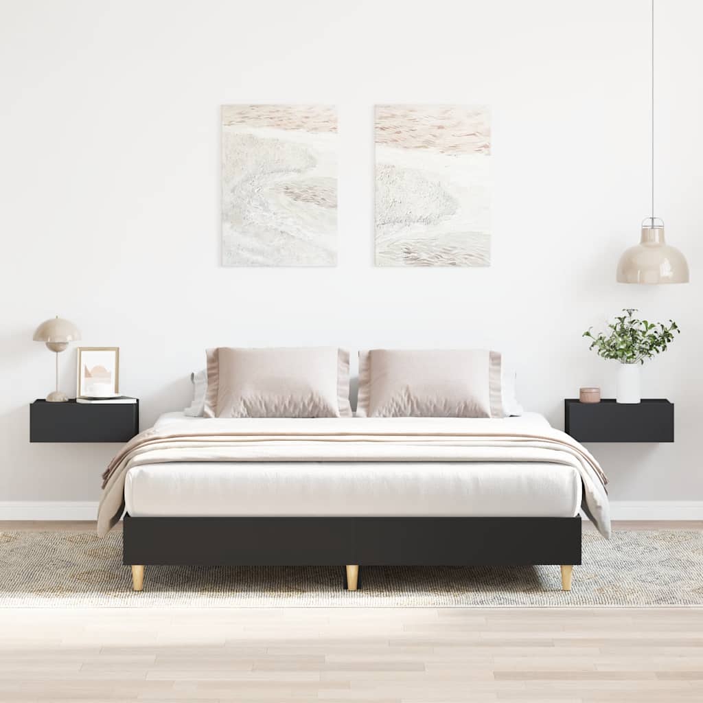 vidaXL Cadru de pat fără saltea, negru, 150x200 cm, lemn prelucrat vidaXL Cadru de pat fără saltea, negru, 150x200 cm, lemn prelucrat