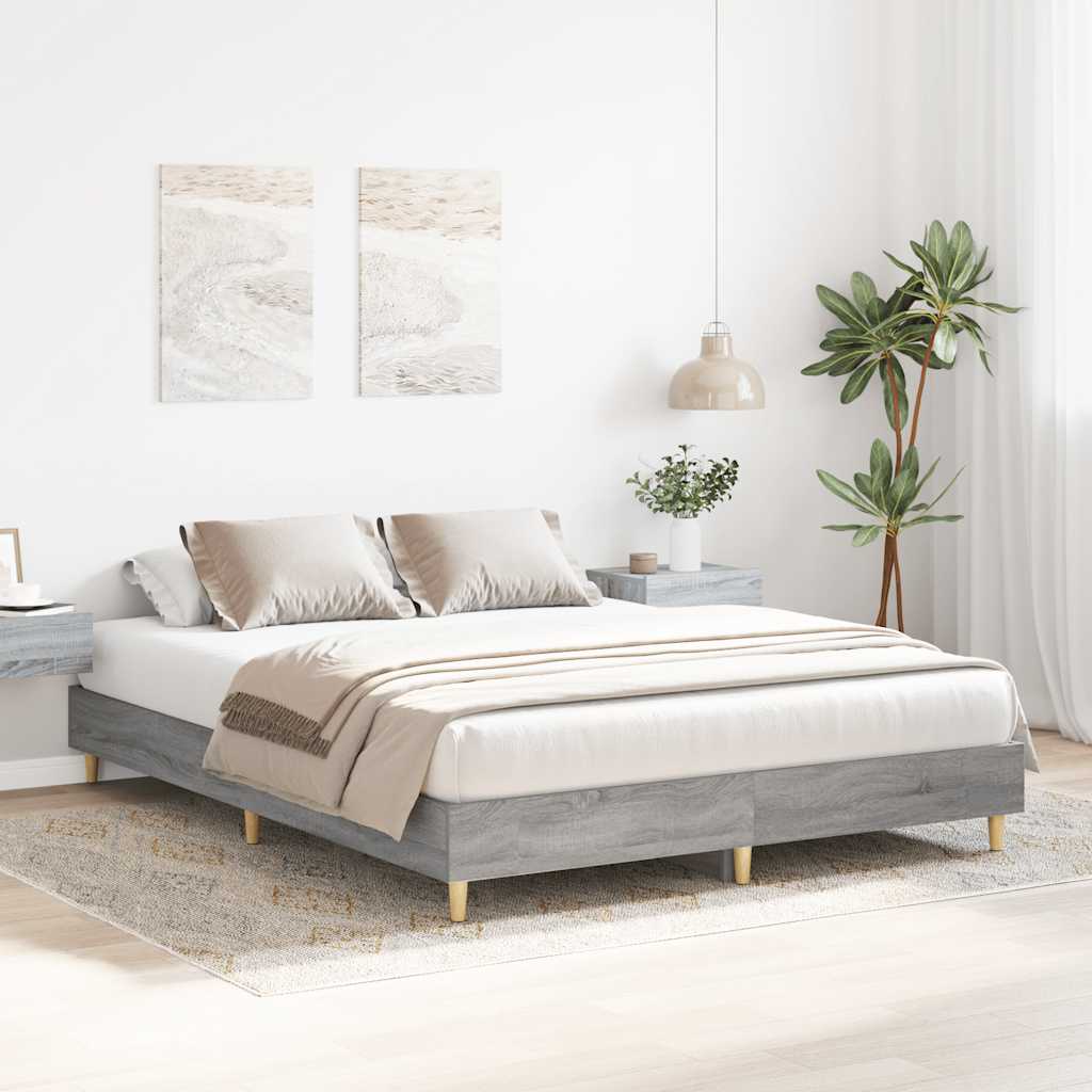 vidaXL Cadru de pat fără saltea Gri Sonoma 150x200 cm Lemn prelucrat