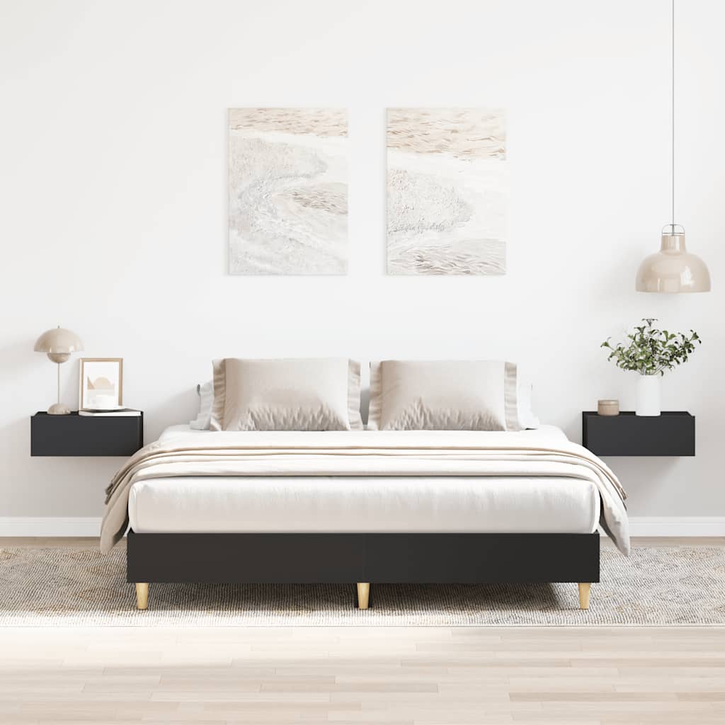 vidaXL Cadru de pat fără saltea, negru, 140x200 cm, lemn prelucrat vidaXL Cadru de pat fără saltea, negru, 140x200 cm, lemn prelucrat