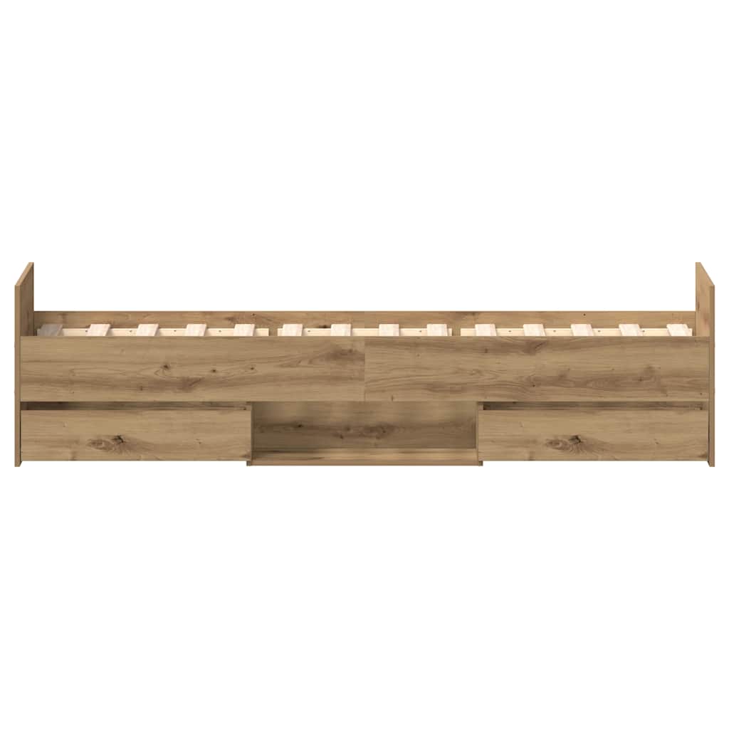 vidaXL Cadru de pat fără saltea Stejar Artisan 90x200cm Lemn prelucrat