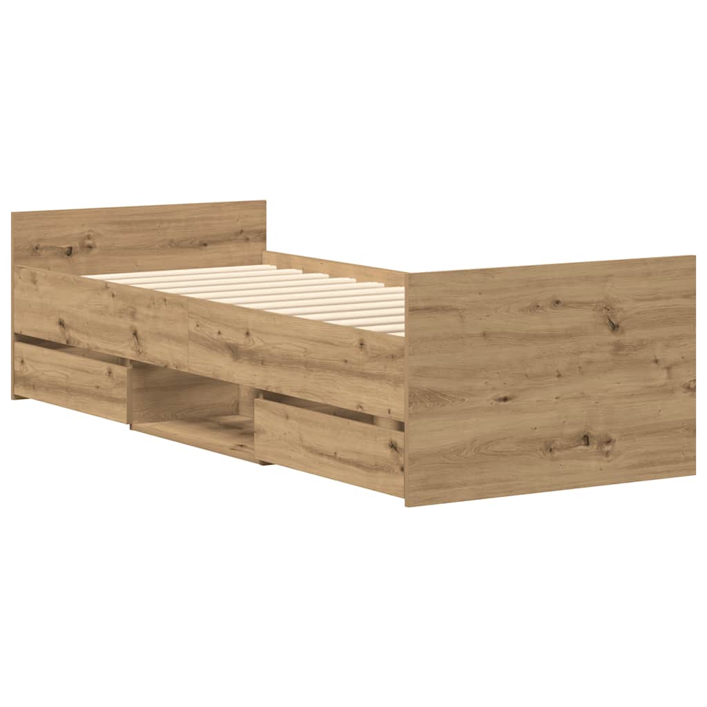 vidaXL Cadru de pat fără saltea Stejar Artisan 90x190cm Lemn prelucrat