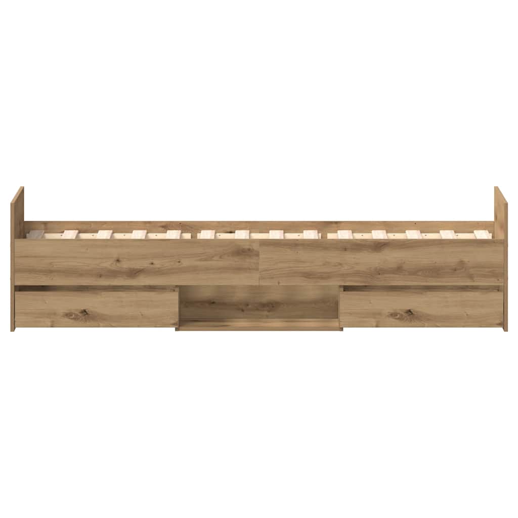 vidaXL Cadru de pat fără saltea Stejar Artisan 90x190cm Lemn prelucrat