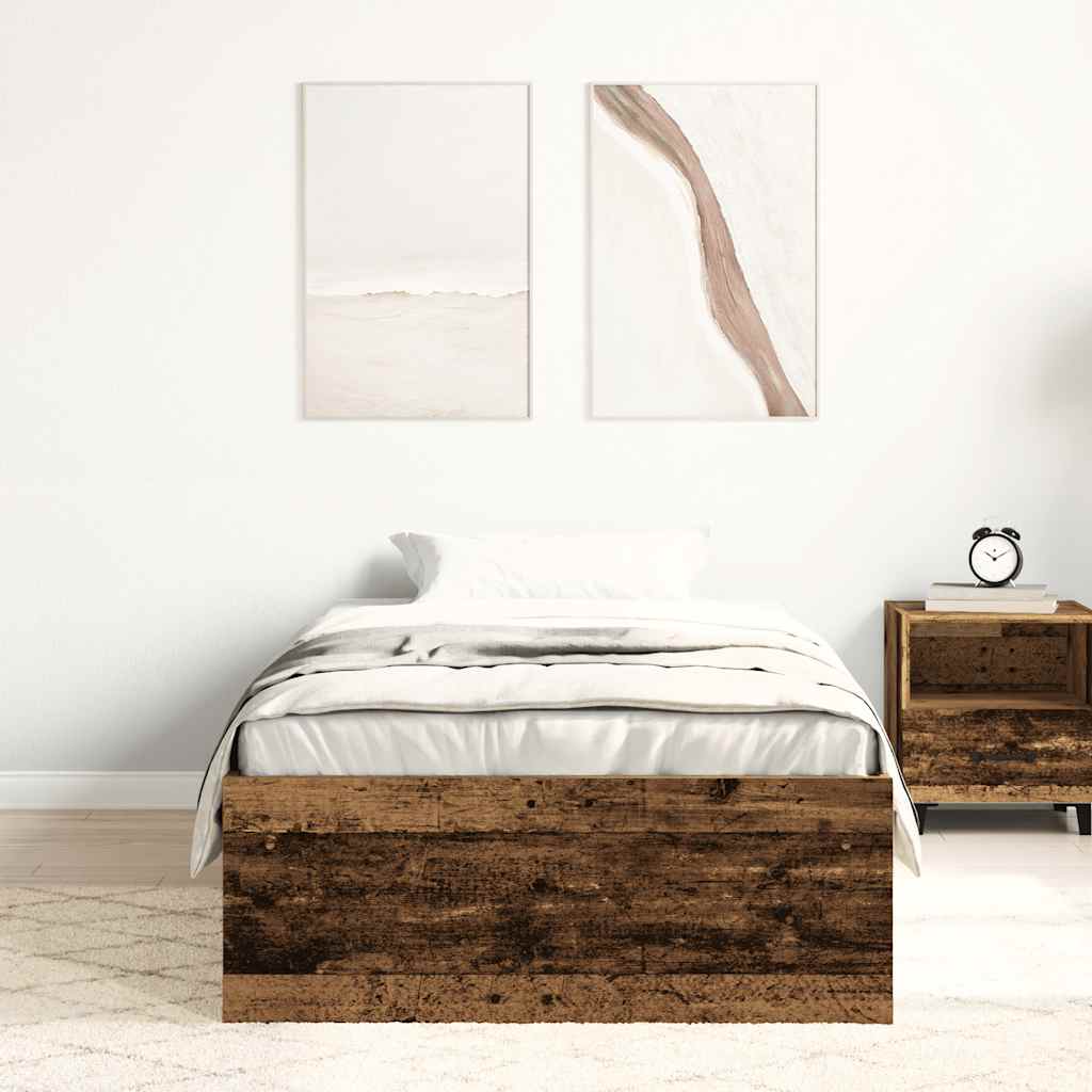 vidaXL Cadru de pat fără saltea Lemn vechi 100x200cm Lemn prelucrat