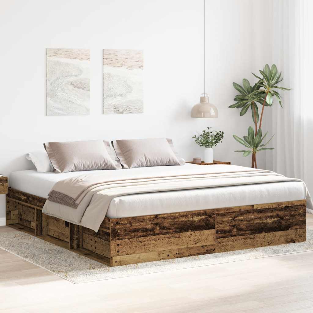 vidaXL Cadru de pat fără saltea Lemn vechi 180x200cm Lemn prelucrat