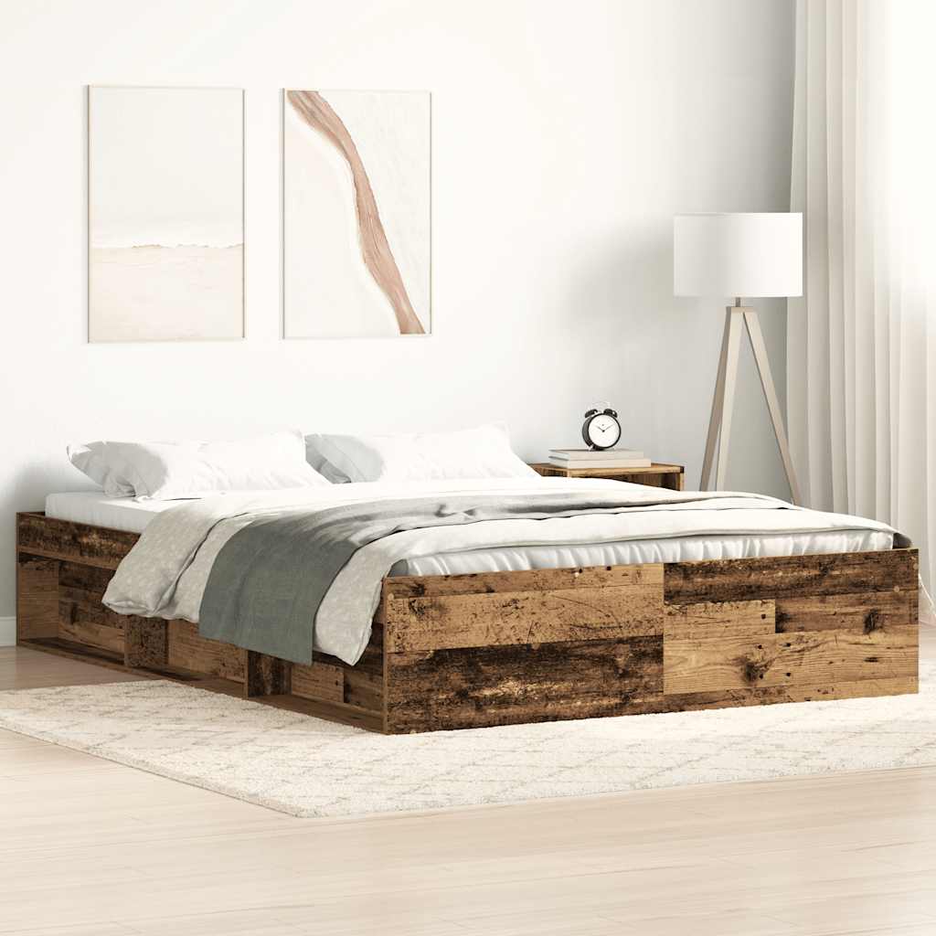 vidaXL Cadru de pat fără saltea Lemn vechi 140x190cm Lemn prelucrat vidaXL Cadru de pat fără saltea Lemn vechi 140x190cm Lemn prelucrat