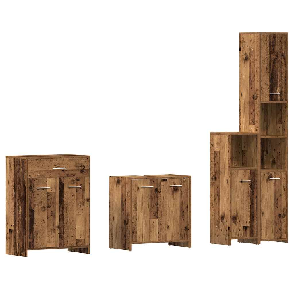 vidaXL Set mobilier de baie, 4 piese, lemn vechi, lemn prelucrat