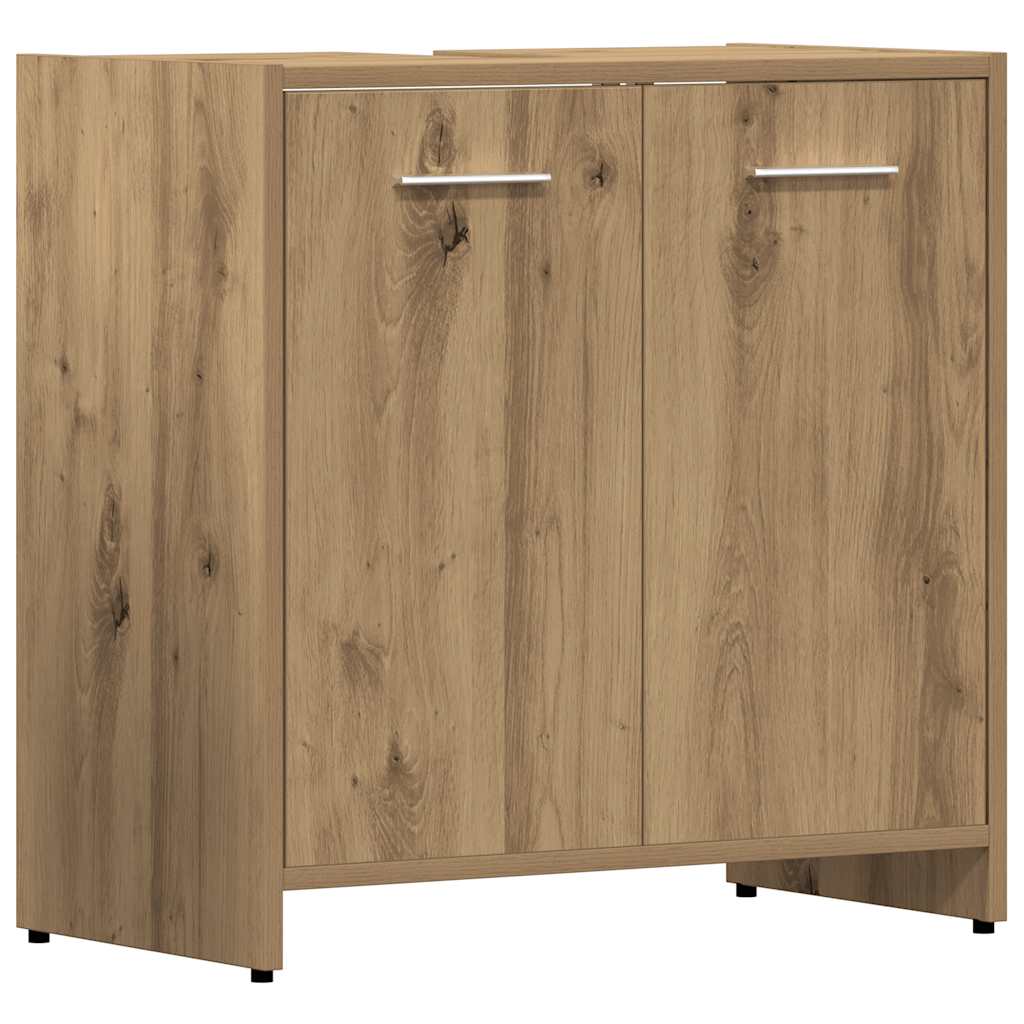 vidaXL Set mobilier de baie, 4 piese, stejar artizanal, lemn prelucrat