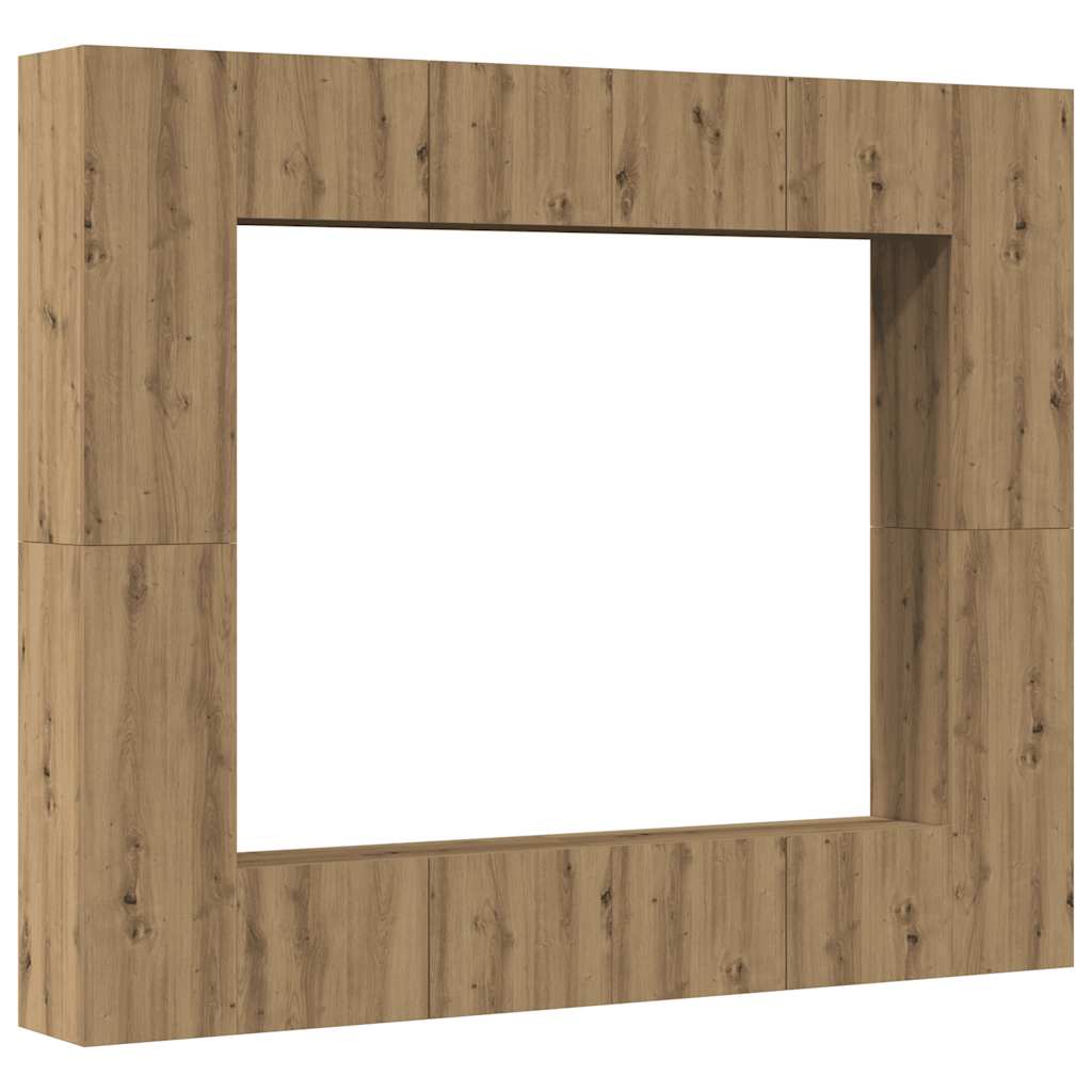 vidaXL Set dulap TV 8 piese montat pe perete Stejar artizanal vidaXL Set dulap TV 8 piese montat pe perete Stejar artizanal