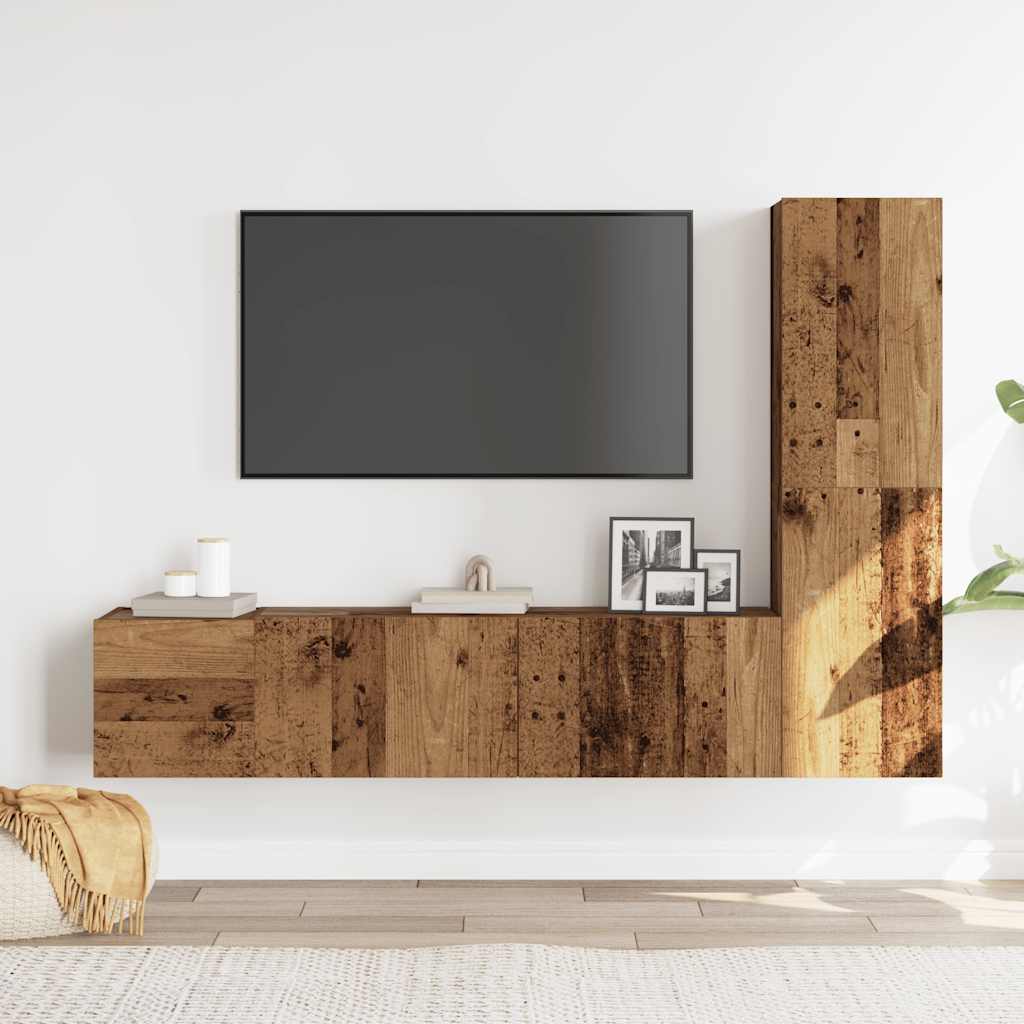 vidaXL Dulapuri TV montate pe perete 3 buc Lemn vechi lemn prelucrat