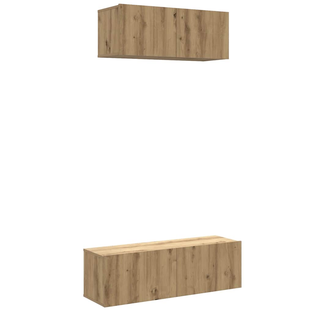vidaXL Set dulap TV 2 piese montat pe perete Stejar artizanal vidaXL Set dulap TV 2 piese montat pe perete Stejar artizanal