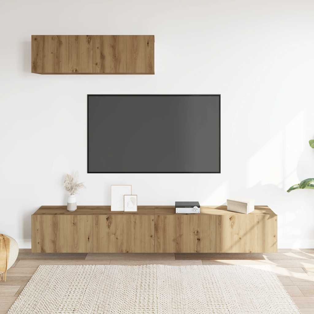 vidaXL Dulapuri TV montate pe perete 3 buc Stejar Artisan PAL