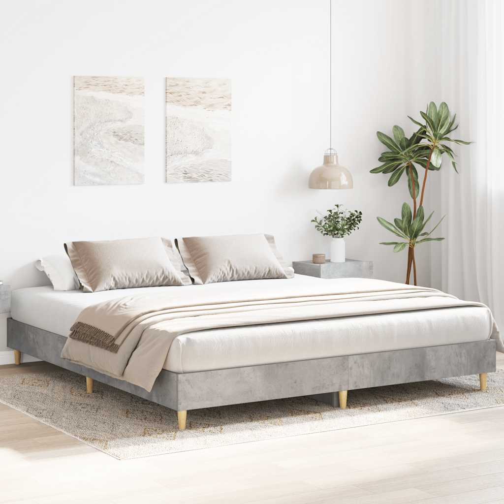 vidaXL Cadru de pat fără saltea Gri Beton 180x200cm Lemn prelucrat