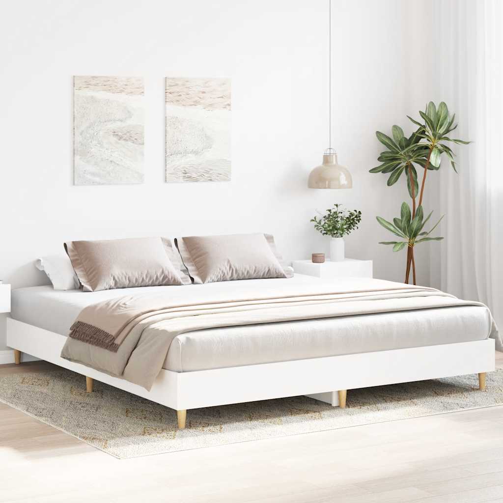 vidaXL Cadru de pat fără saltea, alb, 160x200 cm, lemn de prelucrare vidaXL Cadru de pat fără saltea, alb, 160x200 cm, lemn de prelucrare