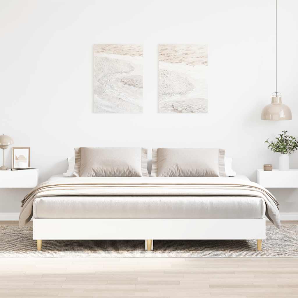 vidaXL Cadru de pat fără saltea, alb, 160x200 cm, lemn de prelucrare vidaXL Cadru de pat fără saltea, alb, 160x200 cm, lemn de prelucrare