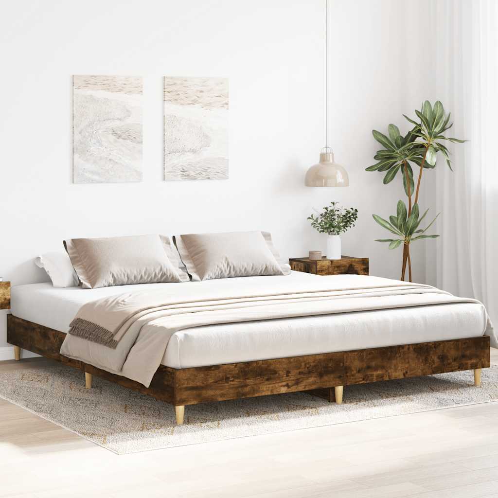 vidaXL Cadru de pat fără saltea Stejar afumat 160x200cm Lemn prelucrat vidaXL Cadru de pat fără saltea Stejar afumat 160x200cm Lemn prelucrat
