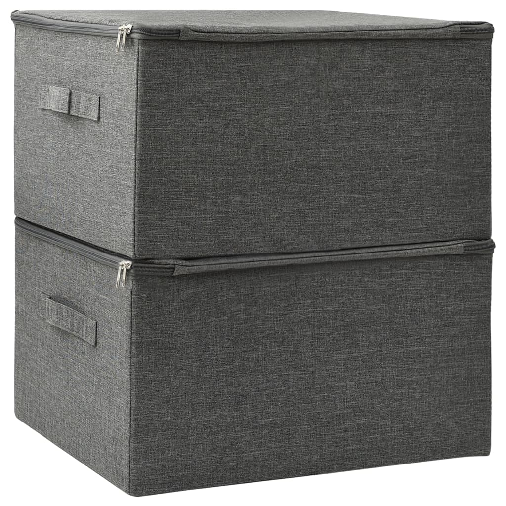 vidaXL Cutii de depozitare 2 buc. antracit 43x34x23 cm material textil vidaXL Cutii de depozitare 2 buc. antracit 43x34x23 cm material textil