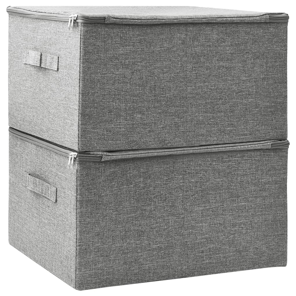 vidaXL Cutii de depozitare 2 buc. gri 43x34x23 cm material textil