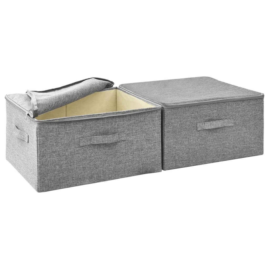 vidaXL Cutii de depozitare 2 buc. gri 43x34x23 cm material textil