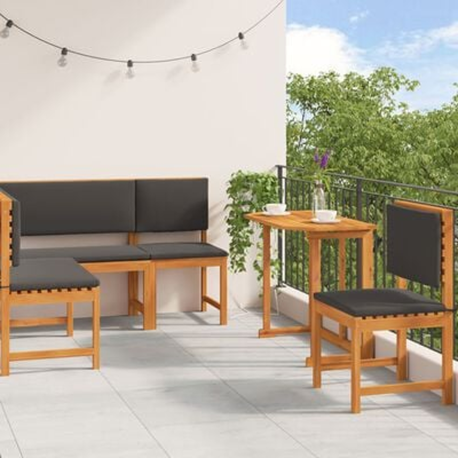 vidaXL Set mobilier de grădină cu perne, 4 piese, lemn masiv de acacia vidaXL Set mobilier de grădină cu perne, 4 piese, lemn masiv de acacia