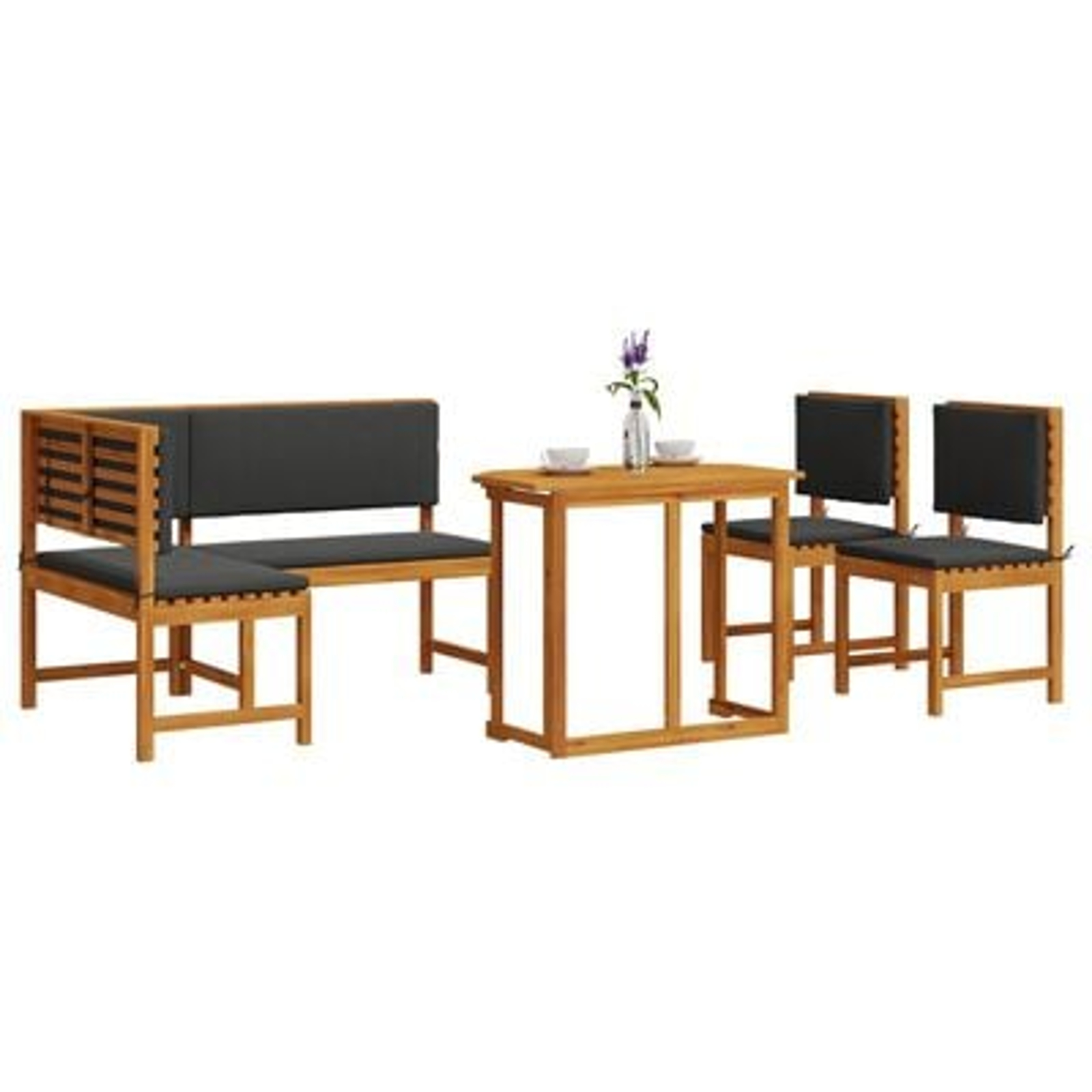 vidaXL Set mobilier de grădină cu perne, 4 piese, lemn masiv de acacia vidaXL Set mobilier de grădină cu perne, 4 piese, lemn masiv de acacia