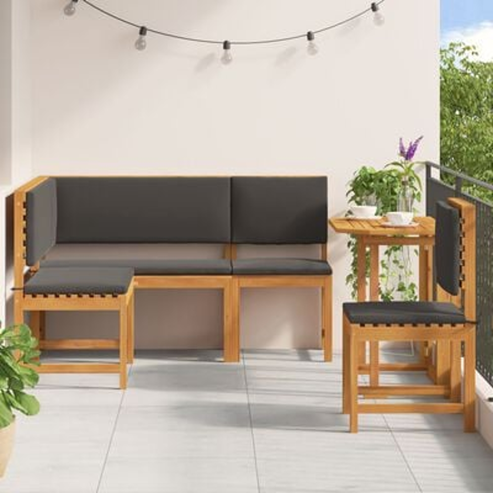 vidaXL Set mobilier de grădină cu perne, 4 piese, lemn masiv de acacia vidaXL Set mobilier de grădină cu perne, 4 piese, lemn masiv de acacia