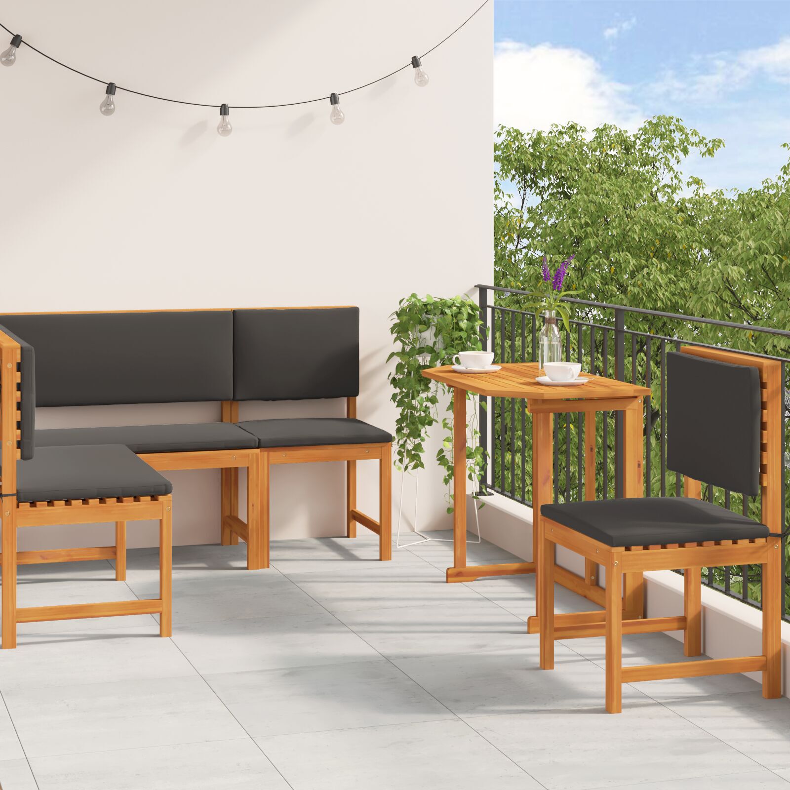 vidaXL Set mobilier de grădină cu perne, 4 piese, lemn masiv de acacia vidaXL Set mobilier de grădină cu perne, 4 piese, lemn masiv de acacia