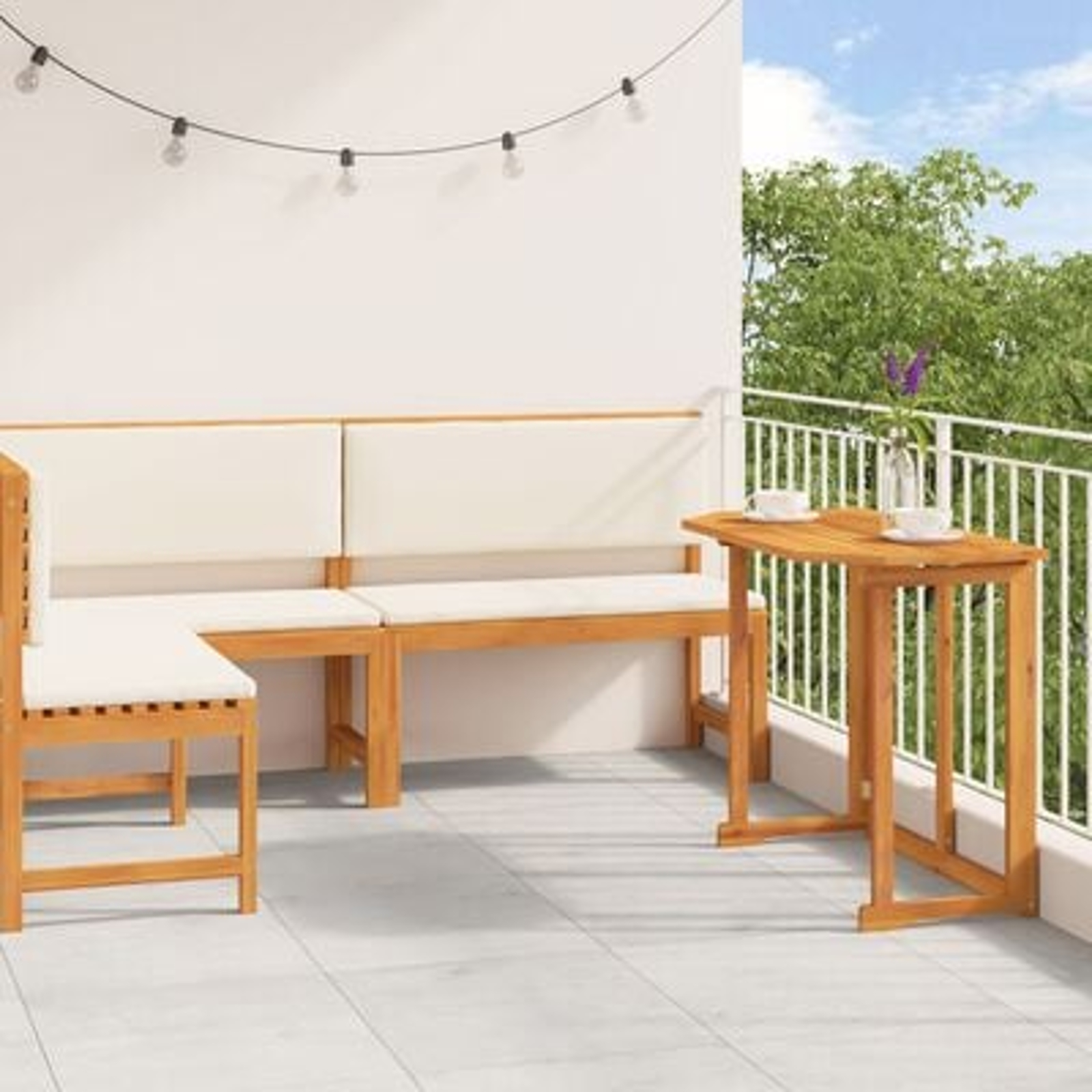 vidaXL Set bistro de grădină cu perne, 3 piese, lemn masiv de acacia vidaXL Set bistro de grădină cu perne, 3 piese, lemn masiv de acacia