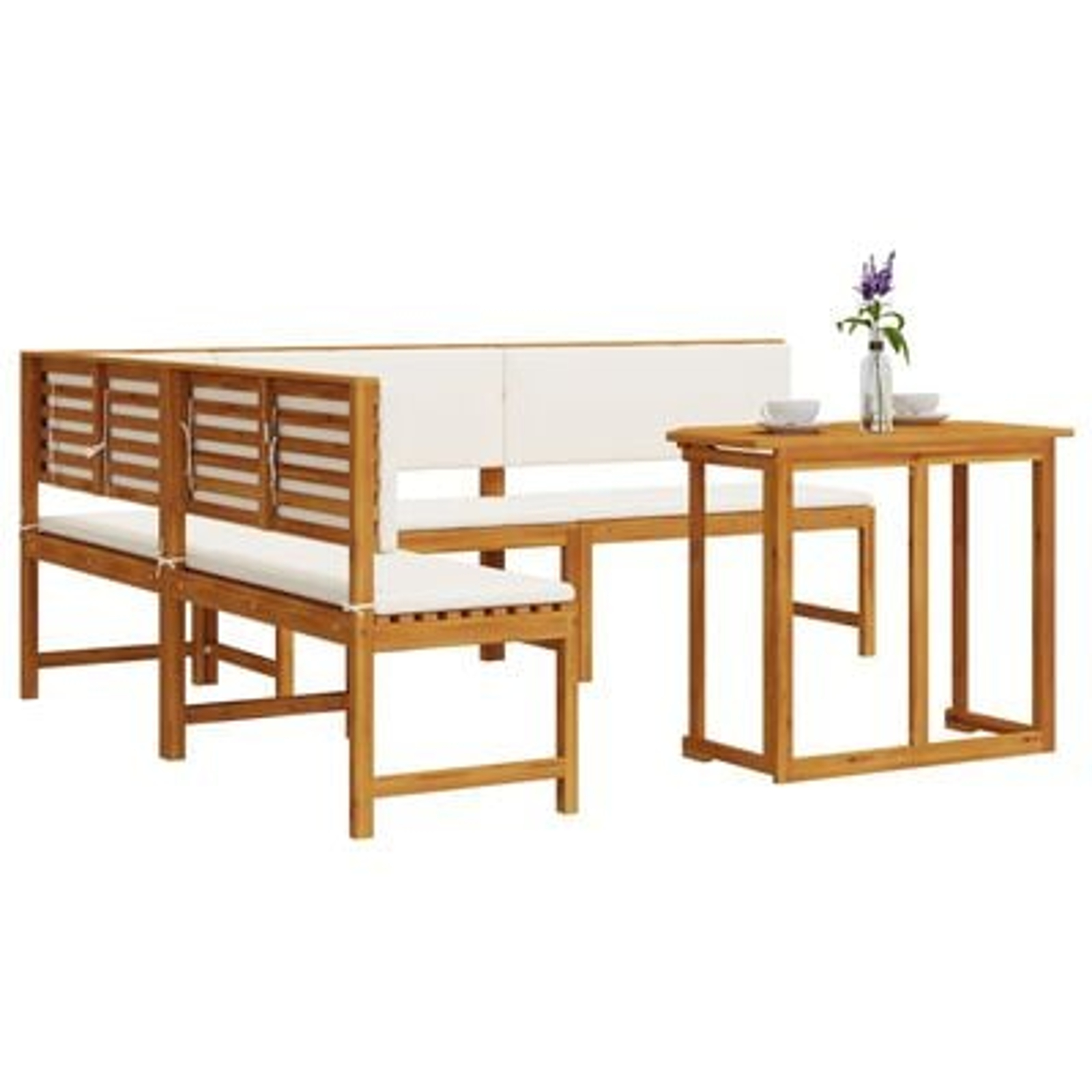 vidaXL Set mobilier de grădină cu perne, 4 piese, lemn masiv de acacia