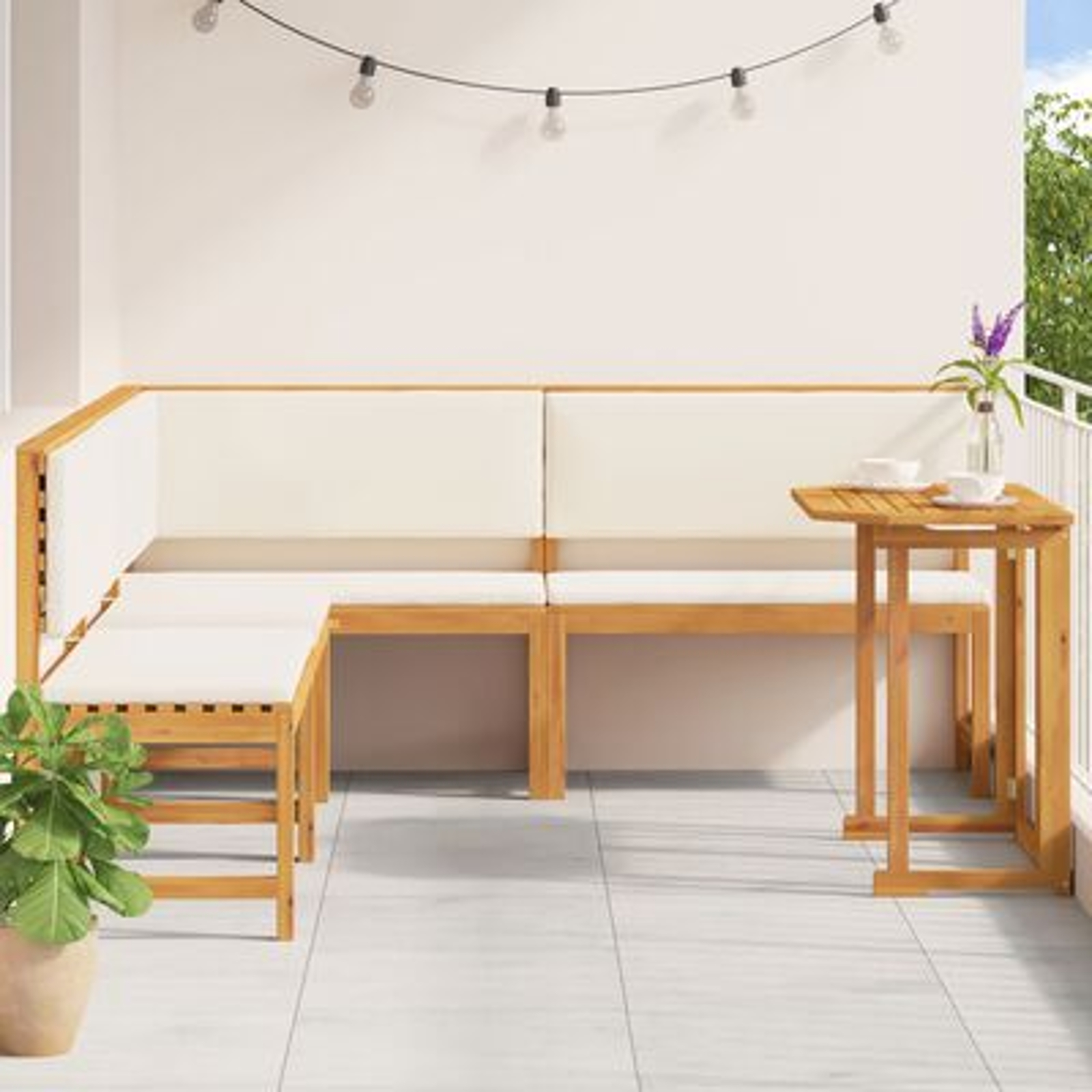 vidaXL Set mobilier de grădină cu perne, 4 piese, lemn masiv de acacia