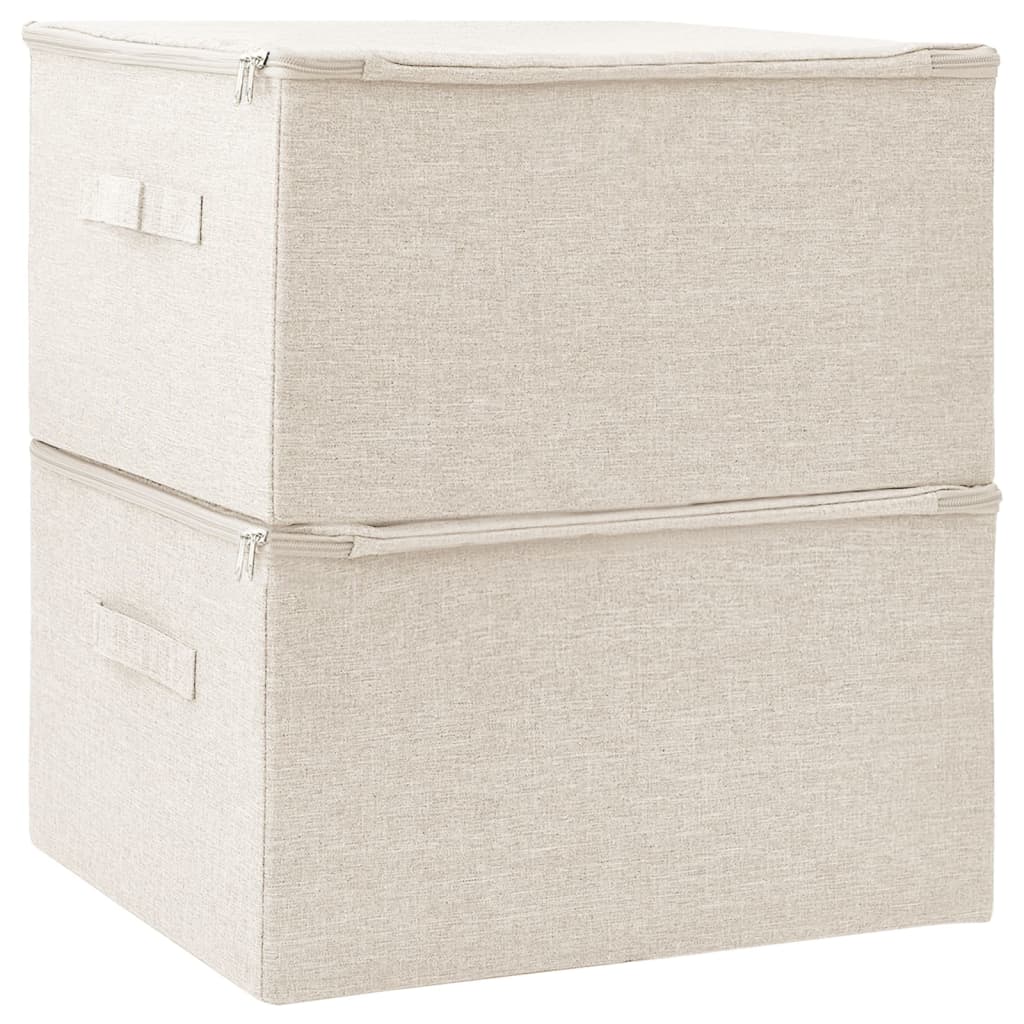 vidaXL Cutii de depozitare 2 buc. crem 43x34x23 cm material textil vidaXL Cutii de depozitare 2 buc. crem 43x34x23 cm material textil
