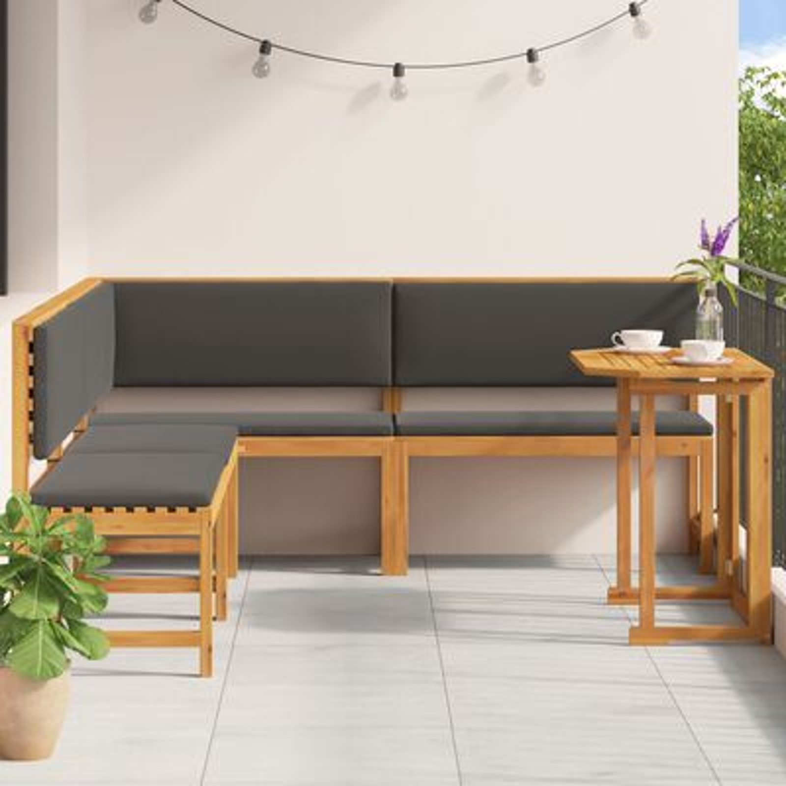 vidaXL Set mobilier de grădină cu perne, 4 piese, lemn masiv de acacia vidaXL Set mobilier de grădină cu perne, 4 piese, lemn masiv de acacia