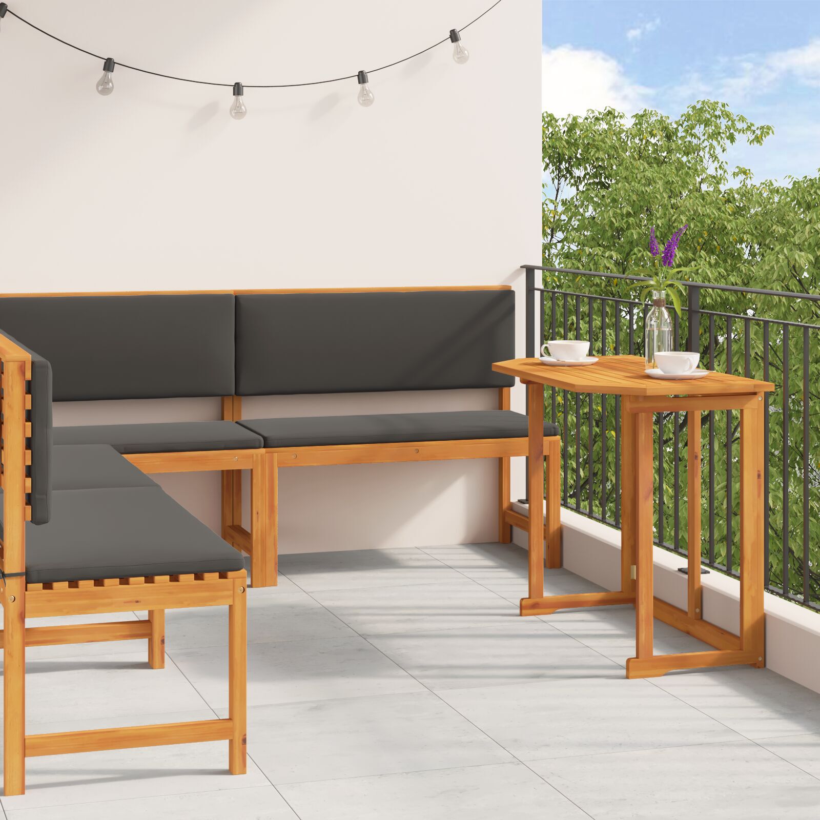 vidaXL Set mobilier de grădină cu perne, 4 piese, lemn masiv de acacia vidaXL Set mobilier de grădină cu perne, 4 piese, lemn masiv de acacia